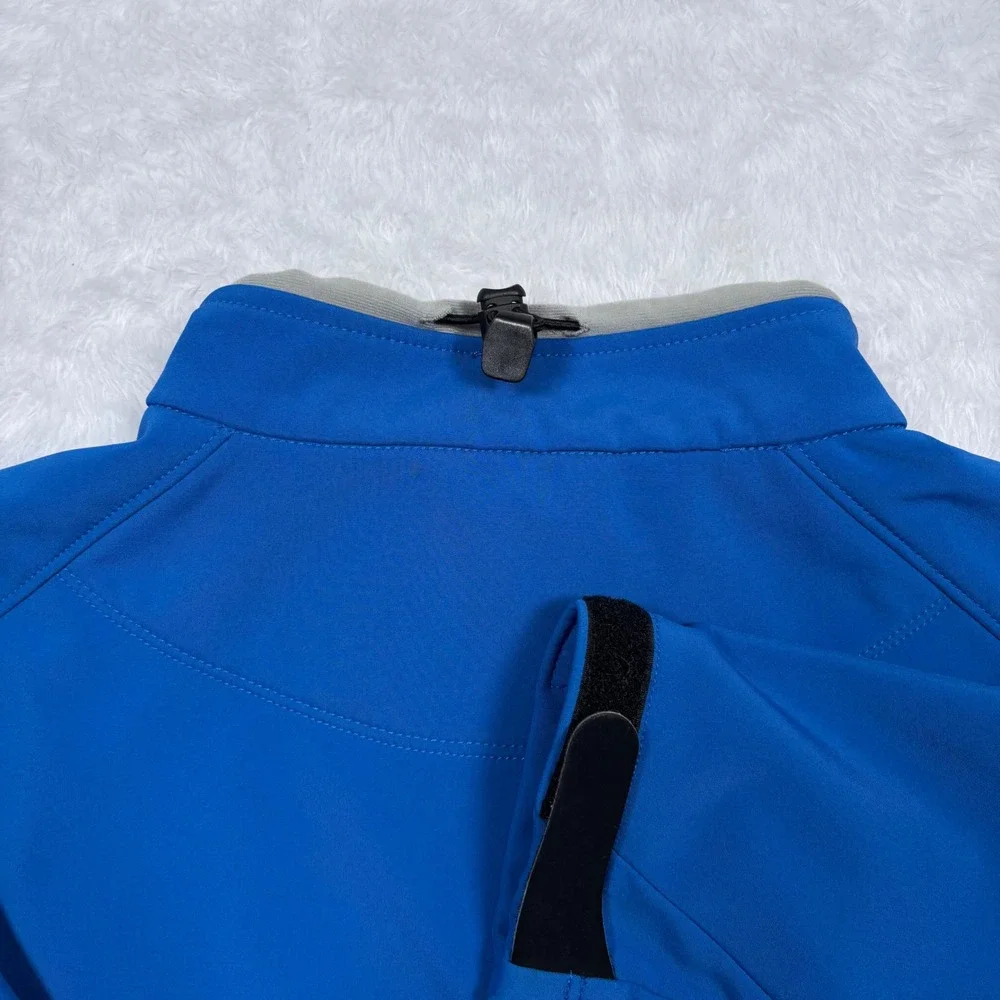 Clique Softshell Jacket‎ Mens L (FIT M) Blue Full Zip Fleece Lined Reflective